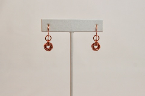Mobius Earrings in Copper Enameled Copper